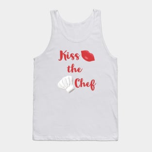 Kiss the Chef (Black with Red Letters) Tank Top